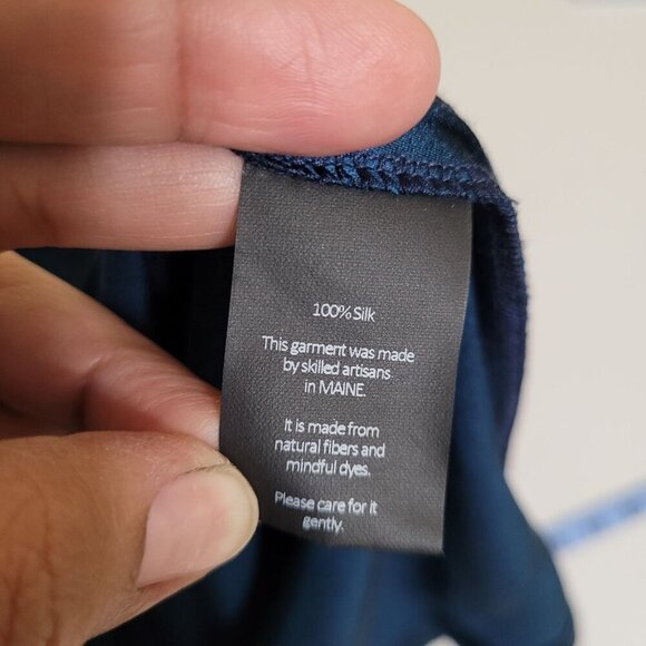 Blue Sleeveless‎ 100% Silk Tunic With Back Zipper By Nuthatch - Size M - Picture 5 of 7